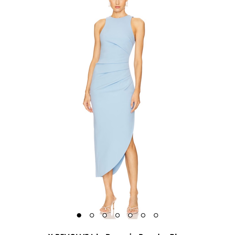 MISHA X REVOLVE Ida Dress Sleeveless Ruched Sheath Dress Size 2 Powder Blue NWT